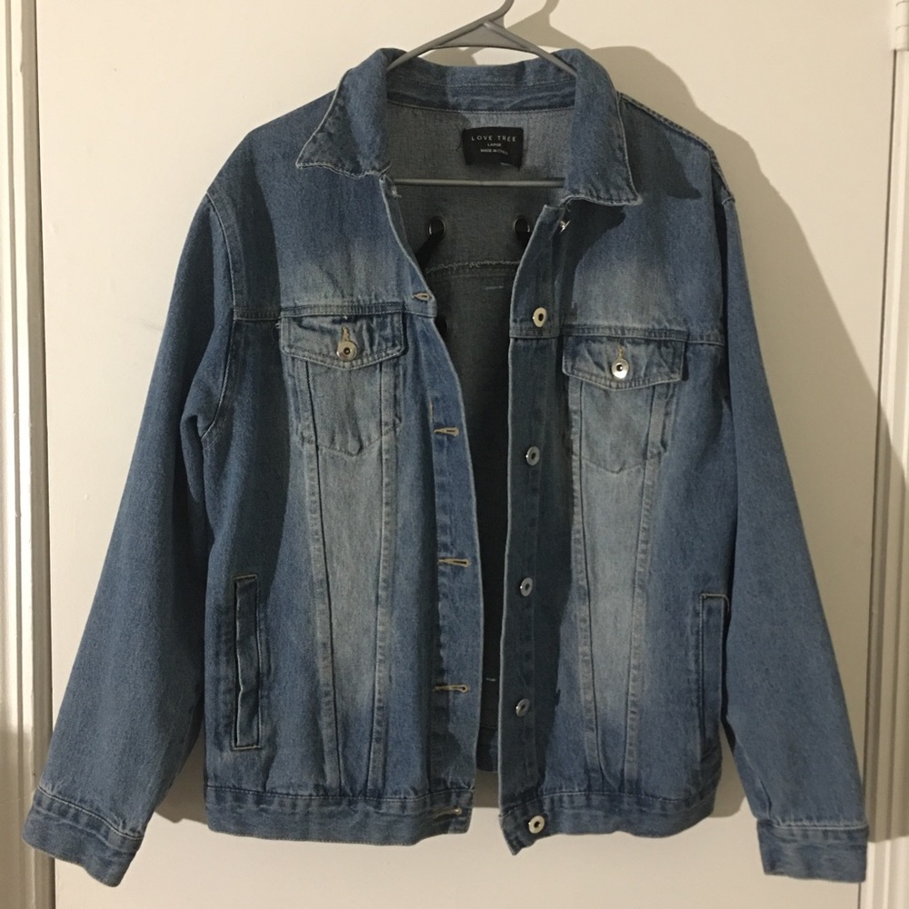 Oversized Women’s Denim Jacket w/ black lace